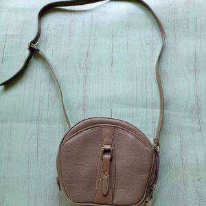 CHAUS CROSSBODY SHOULDER BAG Tan Textured LEATHER Made in Korea